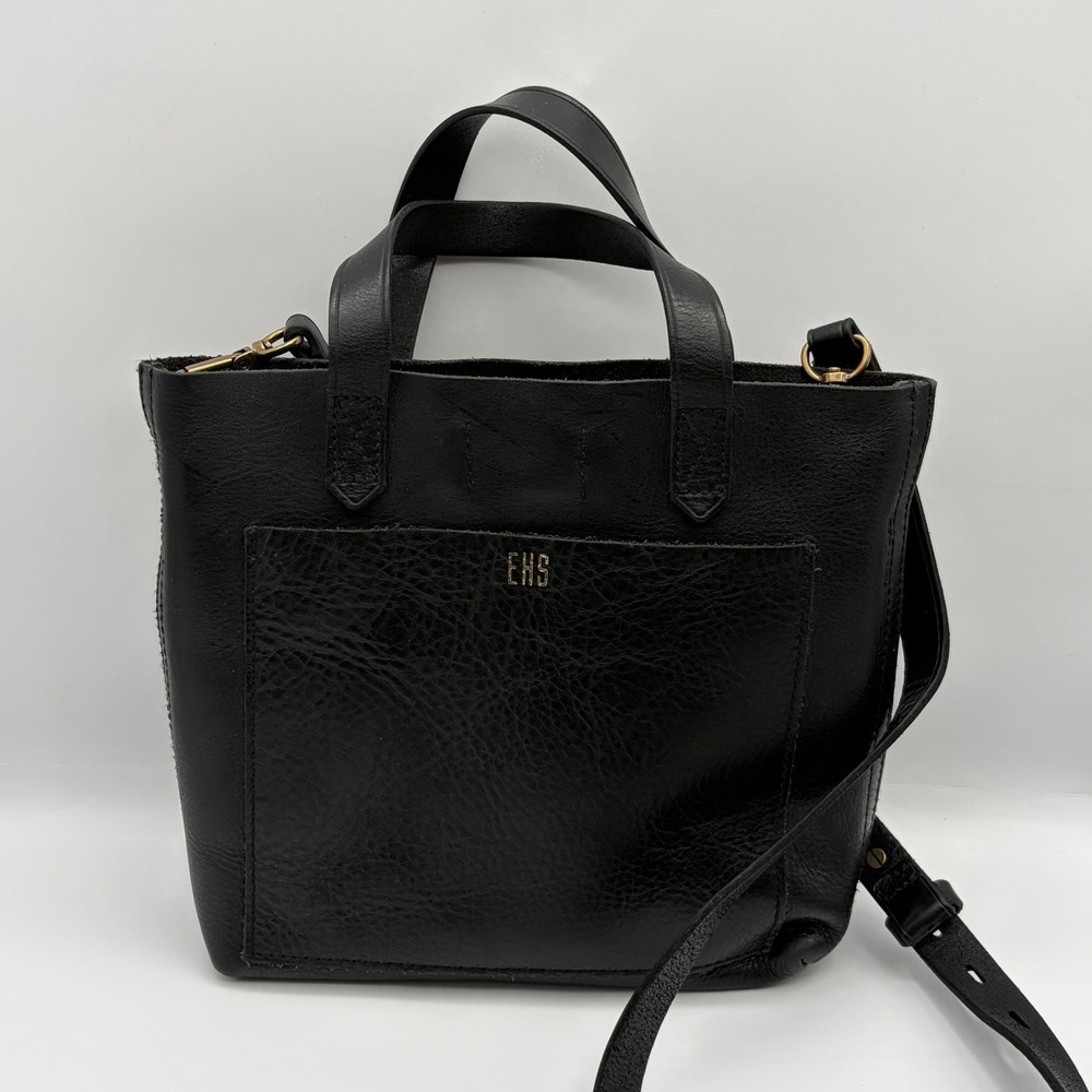 Madewell Transport Leather Crossbody Shoulder Bag Tote Distressed Small Black